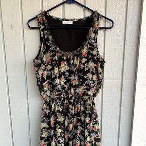 Socialite Black Multi Floral Chiffon Tank Dress, M